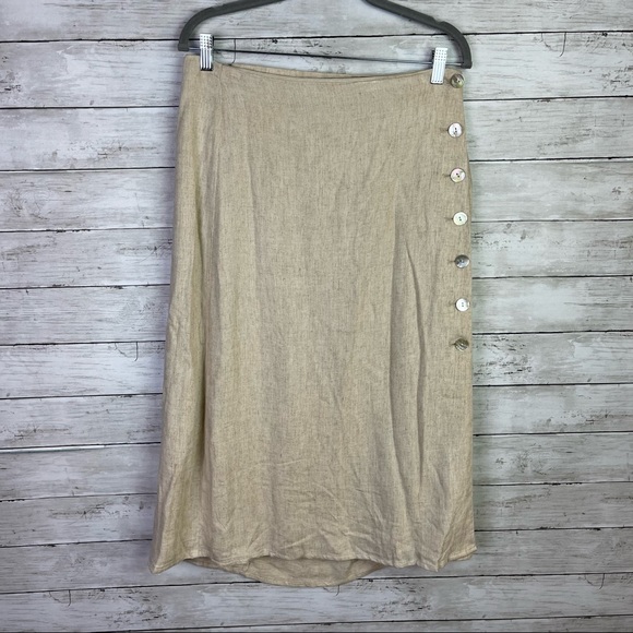 Madewell Linen Blend Side Button Midi Skirt - Picture 6 of 8